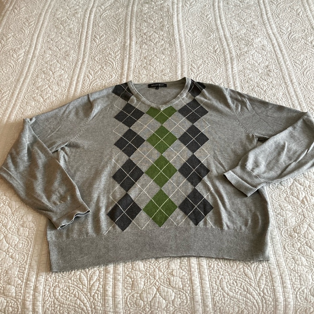 BRITCHES Warm Cozy Men's Argyle Sweater Large Shirt Top Warm Casual Minimalist